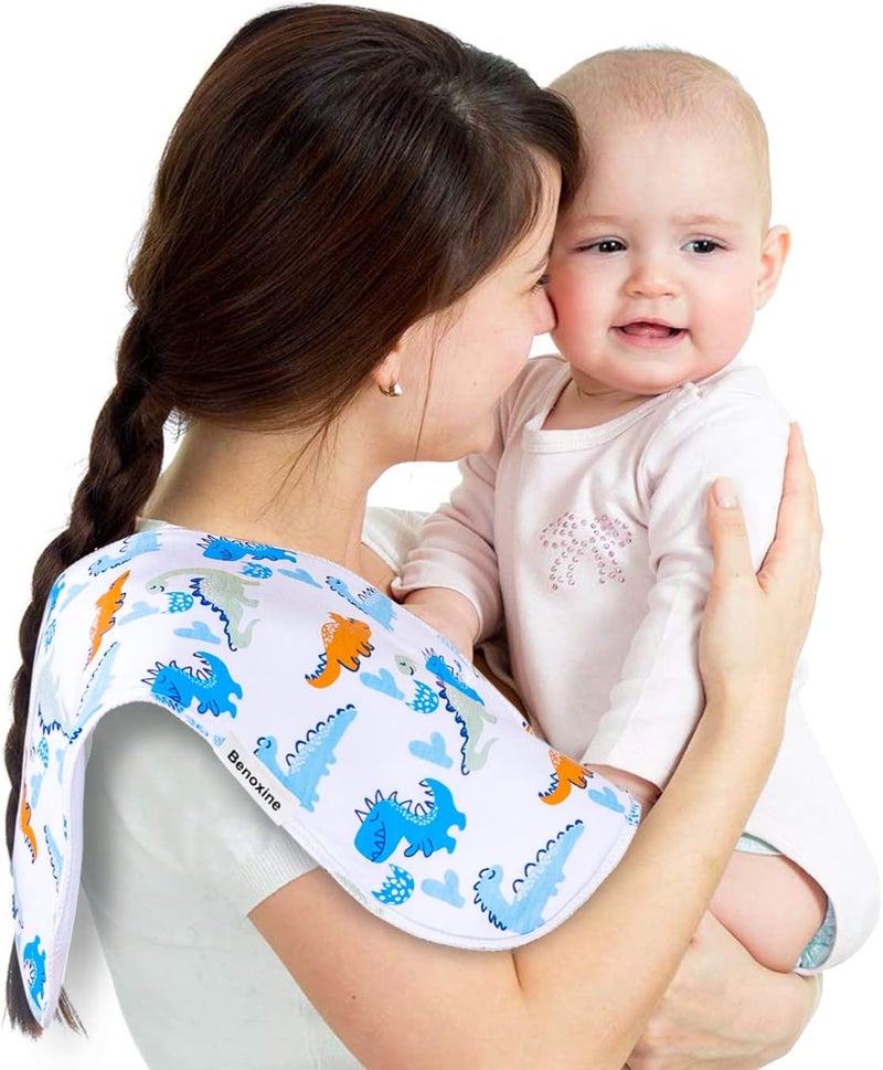 Benoxine Baby Burp Cloths & Baby Bibs 2-in-1 Design Large Size 3 Layers Thicken Cotton Super Absorbent and Soft Baby Spit Up Burping Rags Baby Burp Cloth Set for Boys and Girls Solid 12 Pack - Image 3